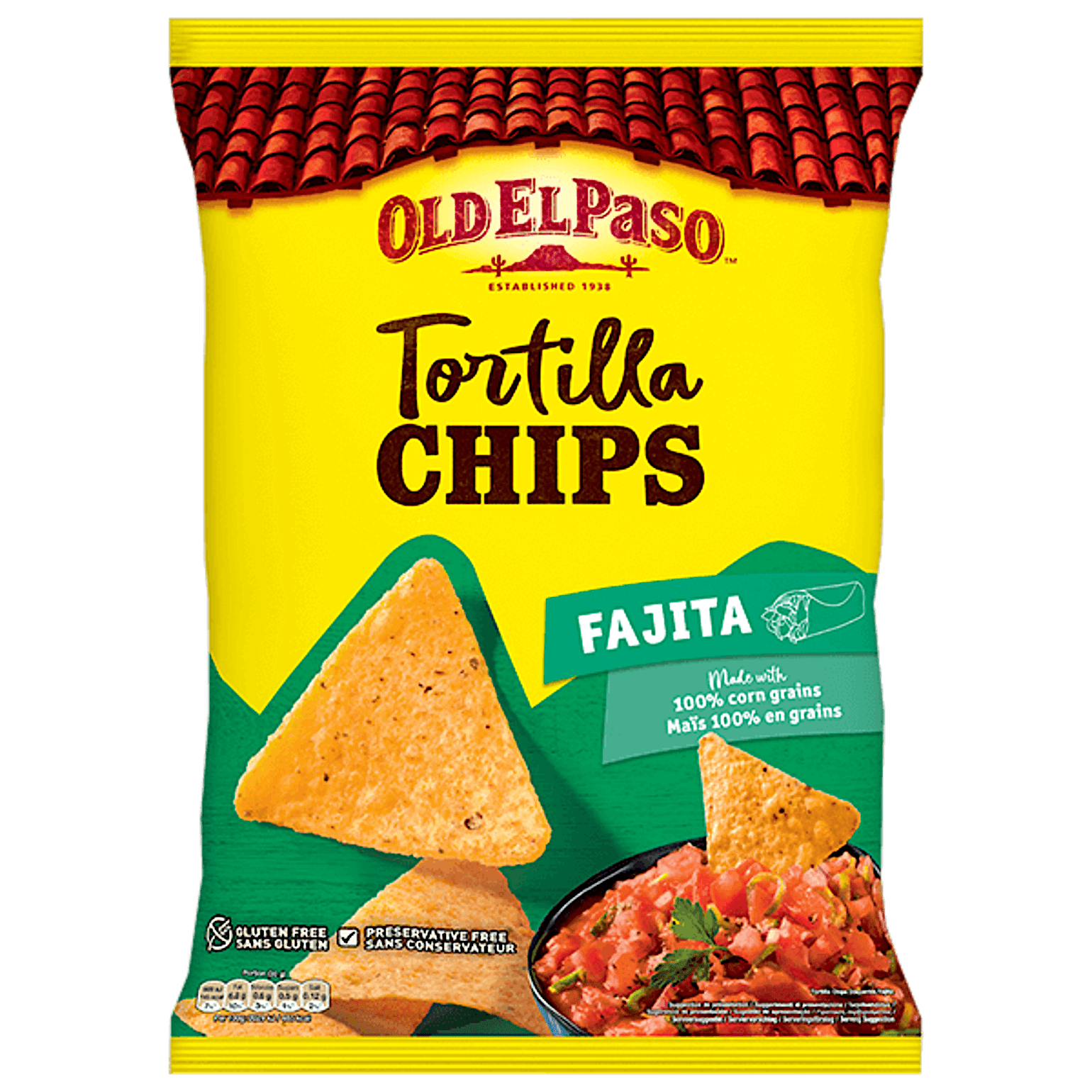 una confezione di fajita di tortilla chips Old El Paso, 185 g